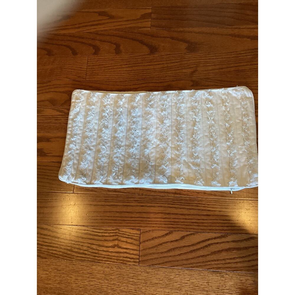 Villa Lugano White Canvas Fringe Pillow Cover 12x22